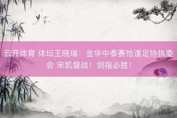 云开体育 体坛王晓瑞：金华中泰赛恰逢足协执委会 宋凯督战！剑指必胜！
