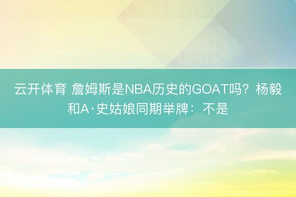 云开体育 詹姆斯是NBA历史的GOAT吗?杨毅和A·史姑娘同期举牌:不是