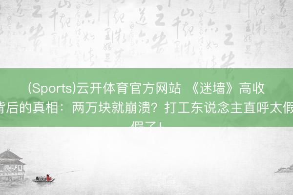 (Sports)云开体育官方网站 《迷墙》高收视背后的真相:两万块就崩溃?打工东说念主直呼太假了!