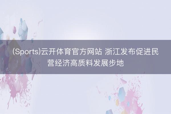 (Sports)云开体育官方网站 浙江发布促进民营经济高质料发展步地